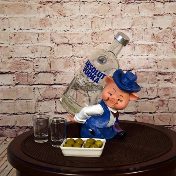NEW Pig in Blue Vodka and Spirits Bottle Holder - Picture 2 of 7